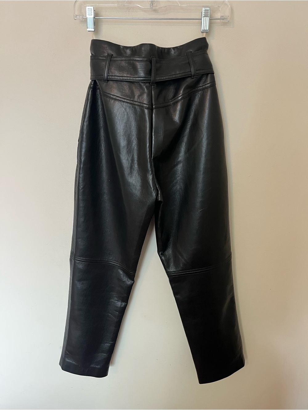 Wilfred Faux Leather Tie Waist Pants Black Belted Cropped Vegan Leather Size 0 - Picture 8 of 11